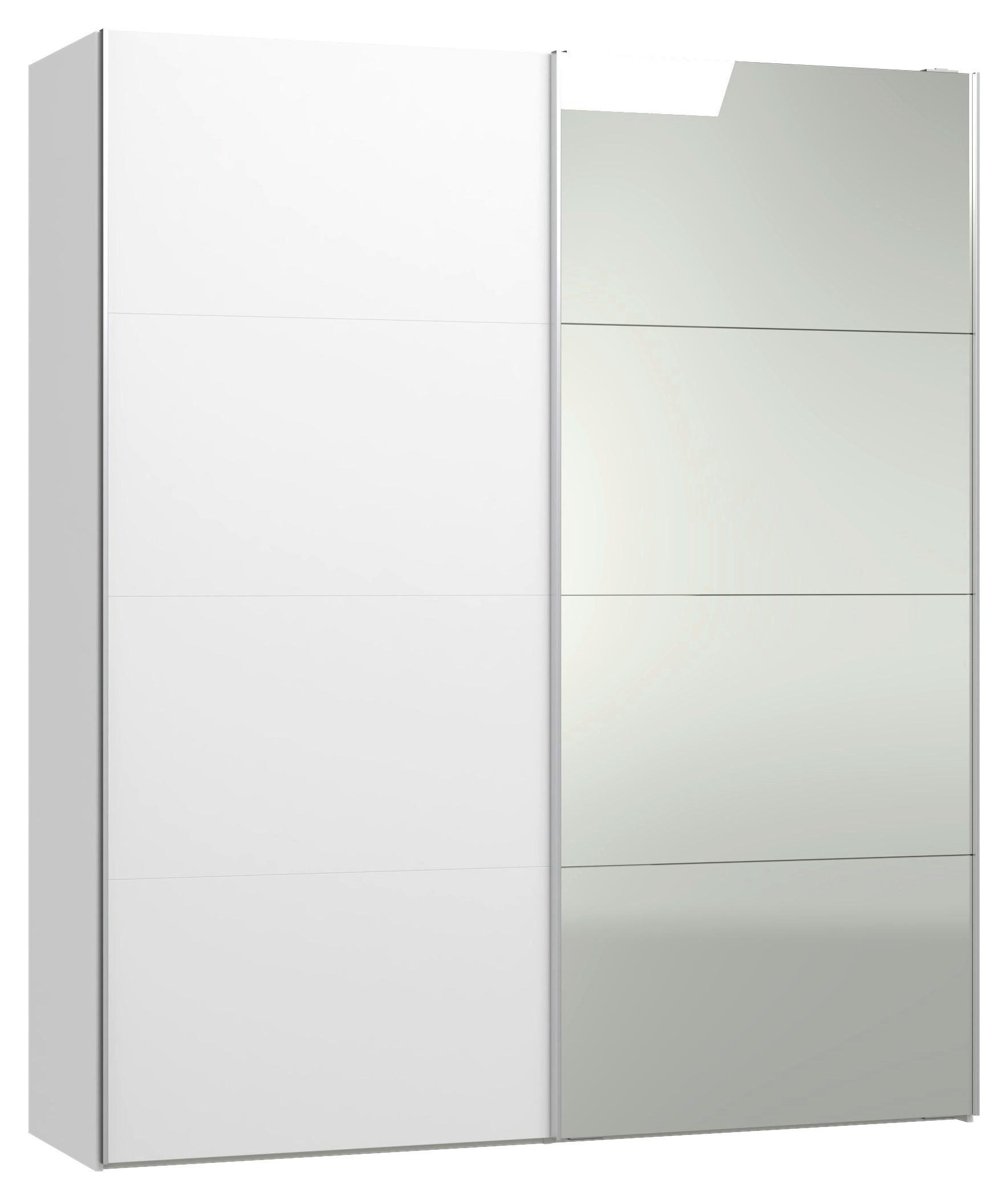 SCHWEBETÜRENSCHRANK 203/236/65 cm 2-türig Weiß  - Silberfarben/Weiß, Design, Glas/Holzwerkstoff (203/236/65cm) - Jutzler