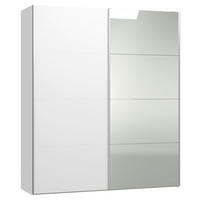 SCHWEBETÜRENSCHRANK 203/236/65 cm 2-türig Weiß  - Silberfarben/Weiß, Design, Glas/Holzwerkstoff (203/236/65cm) - Jutzler