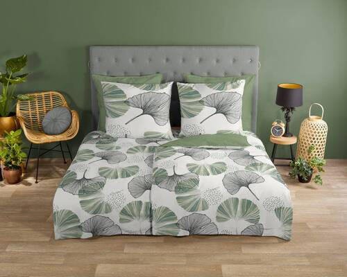 WENDEBETTWÄSCHE Gigi Renforcé 200/200 cm  - Grün, Natur, Textil (200/200cm)