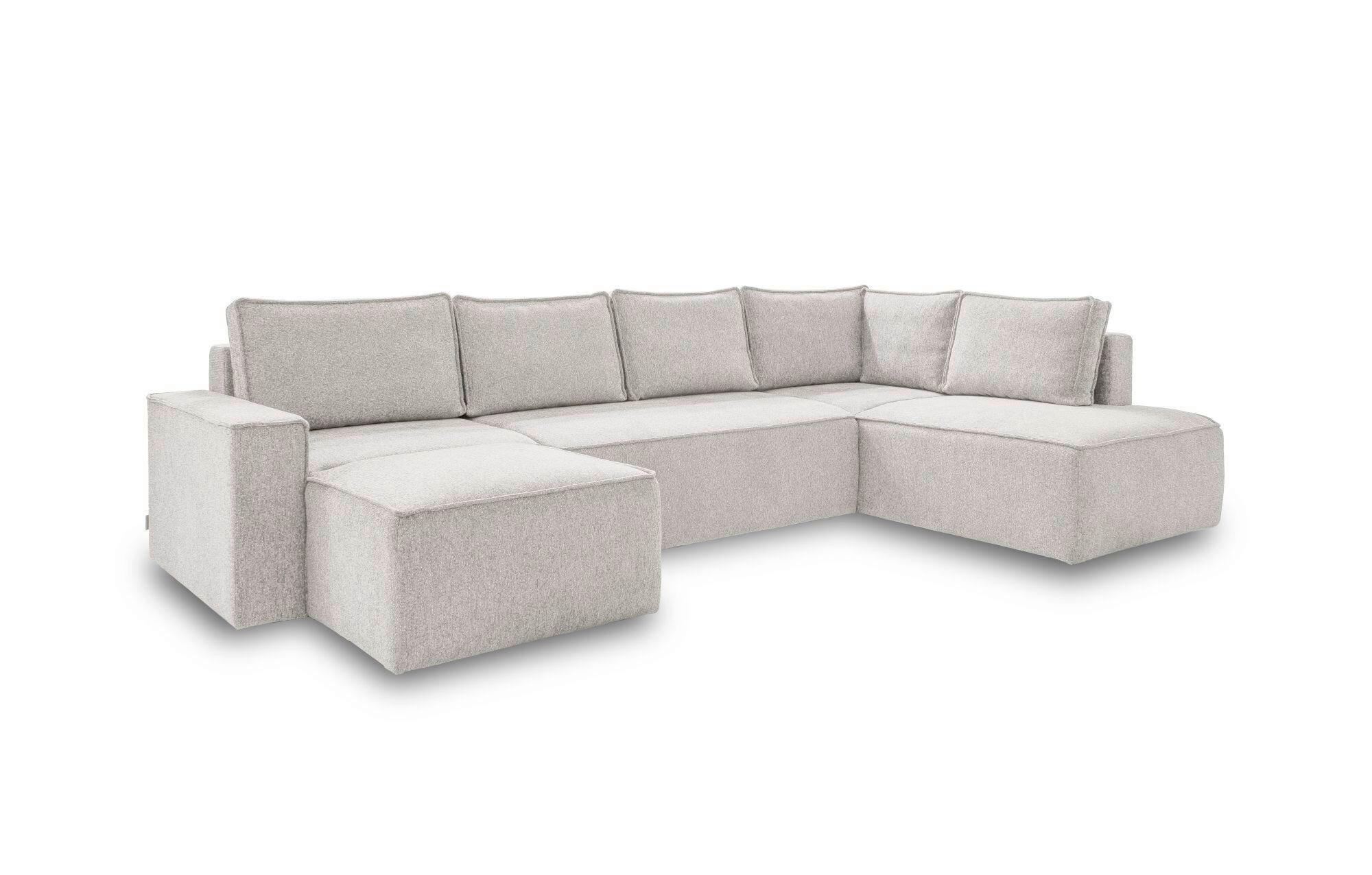 WOHNLANDSCHAFT Beige  - Weiss/Beige, Design, Kunststoff/Textil (156/322/194cm) - MID.YOU