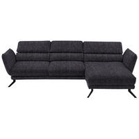 ECKSOFA in Velours Anthrazit  - Anthrazit/Schwarz, Design, Textil/Metall (283/153cm) - Valdera