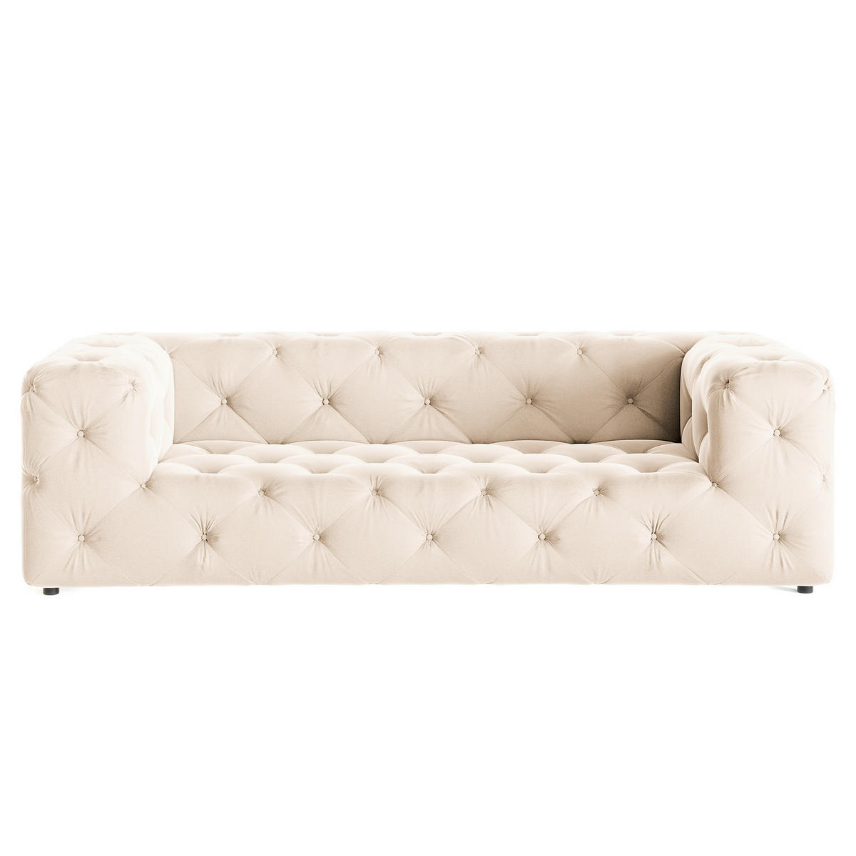 3-SITZER-SOFA Samt Creme  - Creme/Schwarz, Design, Kunststoff/Textil (230/71/100cm) - P & B
