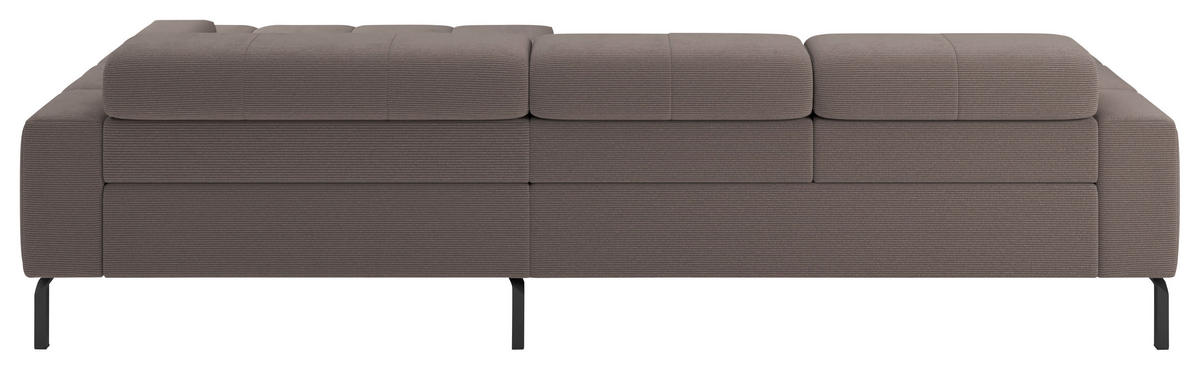 ECKSOFA Taupe Feincord Rücken echt, Kopfteilverstellung, Sitztiefenverstellung  - Taupe/Schwarz, KONVENTIONELL, Textil/Metall (293/226cm) - Hom`in