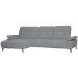 ECKSOFA in Chenille, Flachgewebe Blaugrau  - Blaugrau/Schwarz, Design, Textil/Metall (165/318cm) - Xora