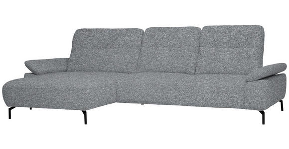 ECKSOFA in Chenille, Flachgewebe Blaugrau  - Blaugrau/Schwarz, Design, Textil/Metall (165/318cm) - Xora