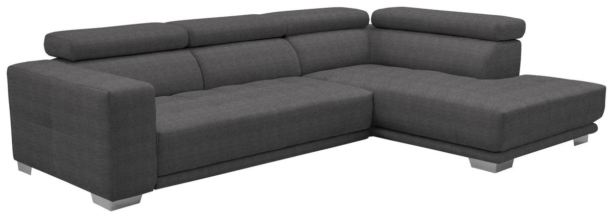 ECKSOFA Mikrofaser Grau  - Chromfarben/Grau, Design, Textil/Metall (301/207cm) - Xora