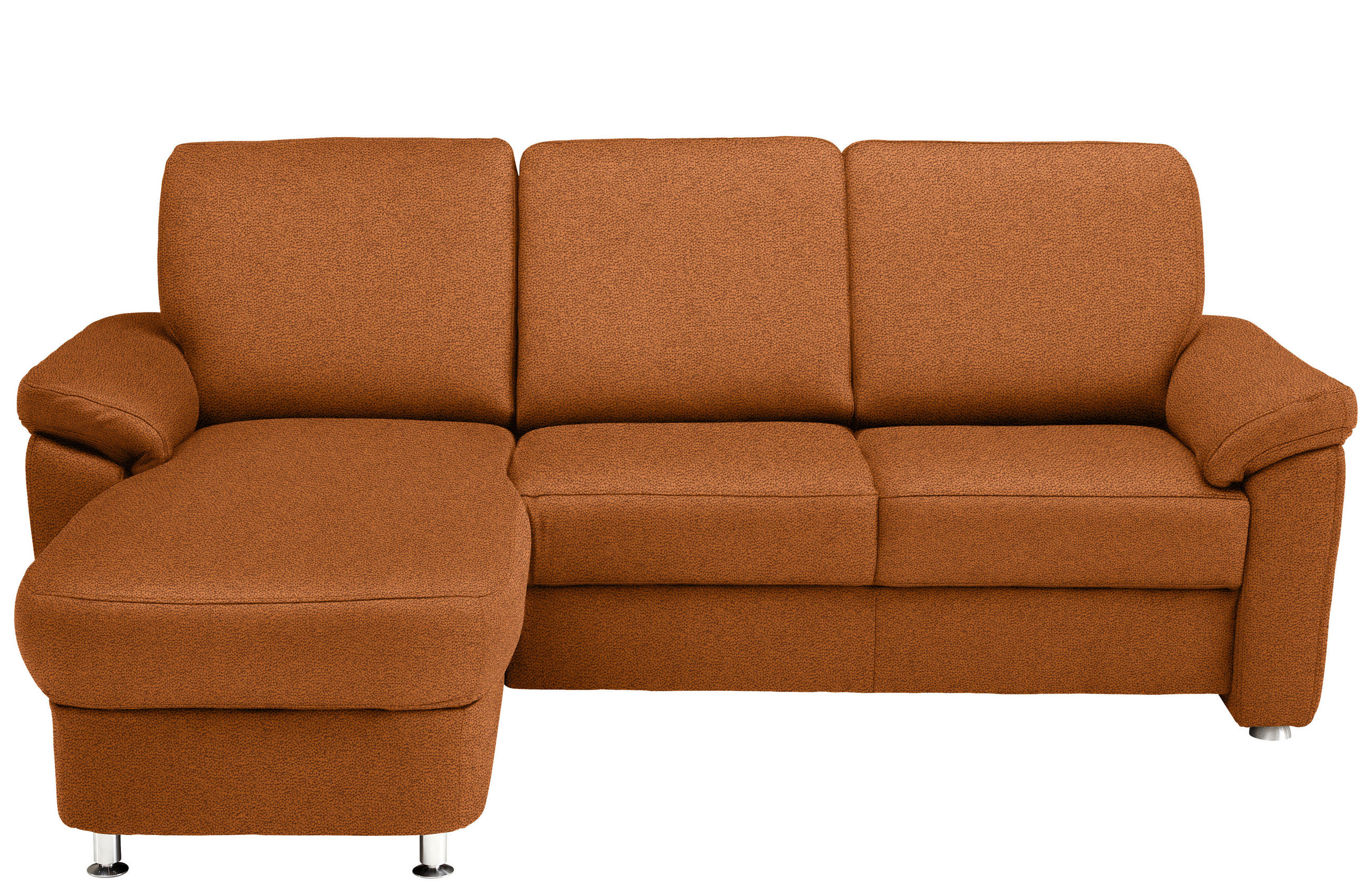 ECKSOFA in Flachgewebe Cognac  163/250 cm  - Chromfarben/Cognac, KONVENTIONELL, Textil/Metall (163/250cm) - Beldomo System