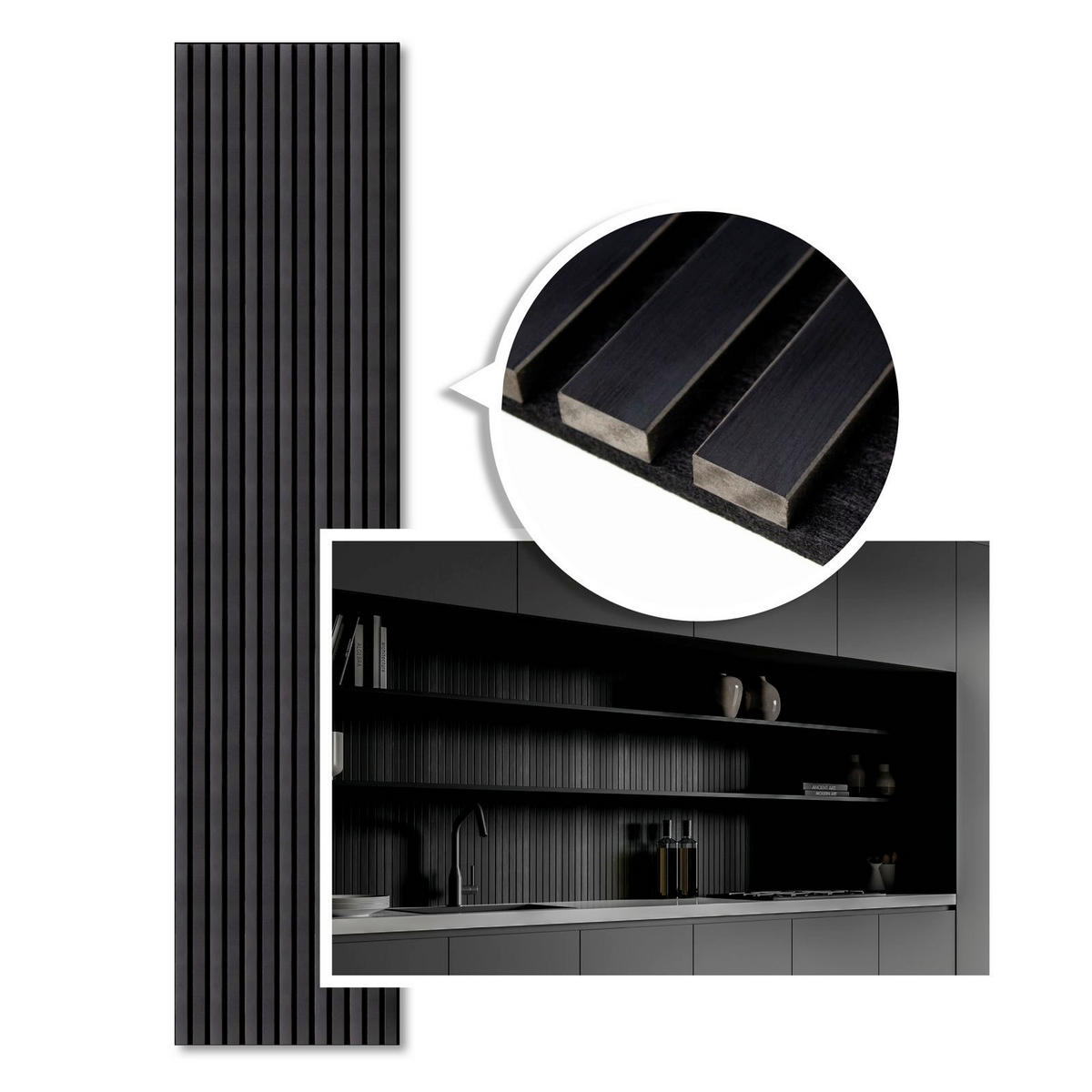 AKUSTIKPANEEL Echtholz 60/120/2,1 cm  - Schwarz, Basics, Holzwerkstoff (60/120/2,1cm)