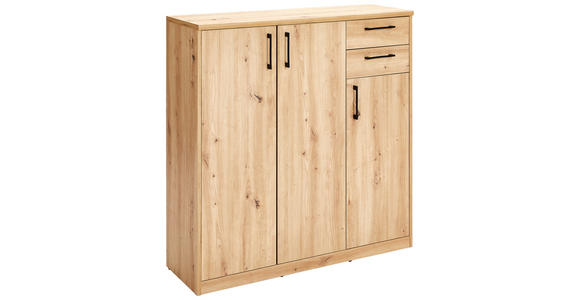 KOMMODE  in 106/110/36 cm  - Schwarz/Eiche Artisan, Basics, Holzwerkstoff/Kunststoff (106/110/36cm) - Xora