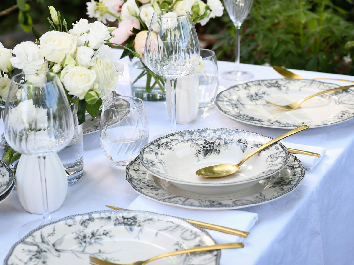 TAFELSERVICE Grau, Weiß Adelaide Grau 8-teilig  - Weiß/Grau, Basics, Keramik - Creatable