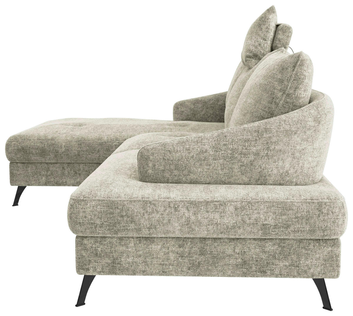 ECKSOFA in Webstoff Hellgrün  - Schwarz/Hellgrün, Konventionell, Textil/Metall (183/293cm) - Carryhome