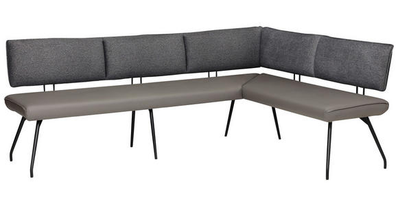 ECKBANK 225/165 cm Mikrofaser Anthrazit, Grau, Schwarz - Anthrazit/Schwarz, Design, Textil/Metall (225/165cm) - Moderano
