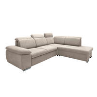 ECKSOFA Creme Mikrofaser  - Chromfarben/Creme, Design, Textil/Metall (283/228cm) - Livetastic