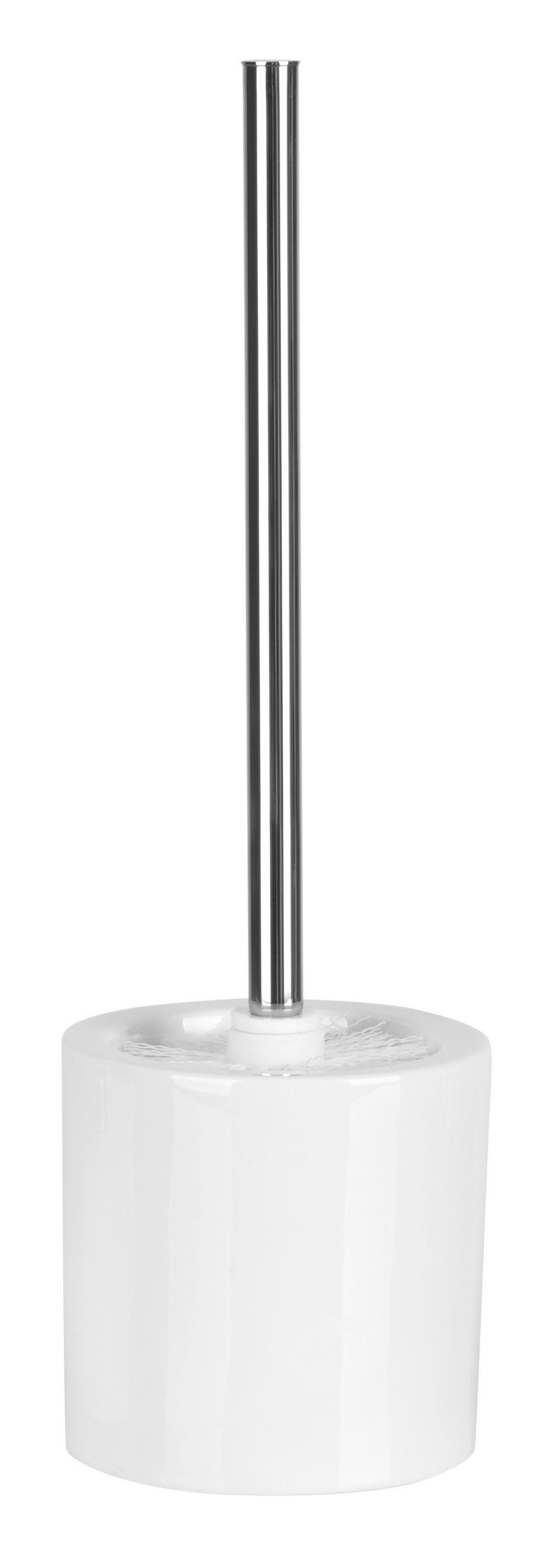 GARNITURĂ DE PERIE PENTRU WC in metal  plastic   - alb/culoare crom, Basics, ceramică/plastic (12/38cm) - Sadena