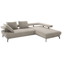 ECKSOFA in Chenille Greige  305/224 cm  - Greige/Schwarz, Design, Textil/Metall (305/224cm) - Dieter Knoll