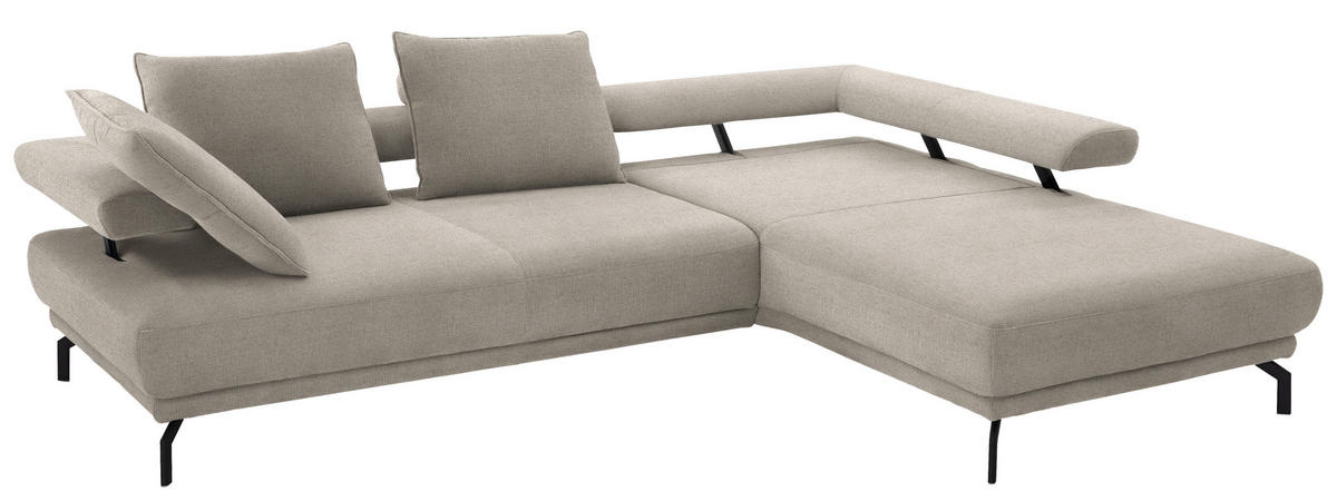 ECKSOFA in Chenille Greige  305/224 cm  - Greige/Schwarz, Design, Textil/Metall (305/224cm) - Dieter Knoll