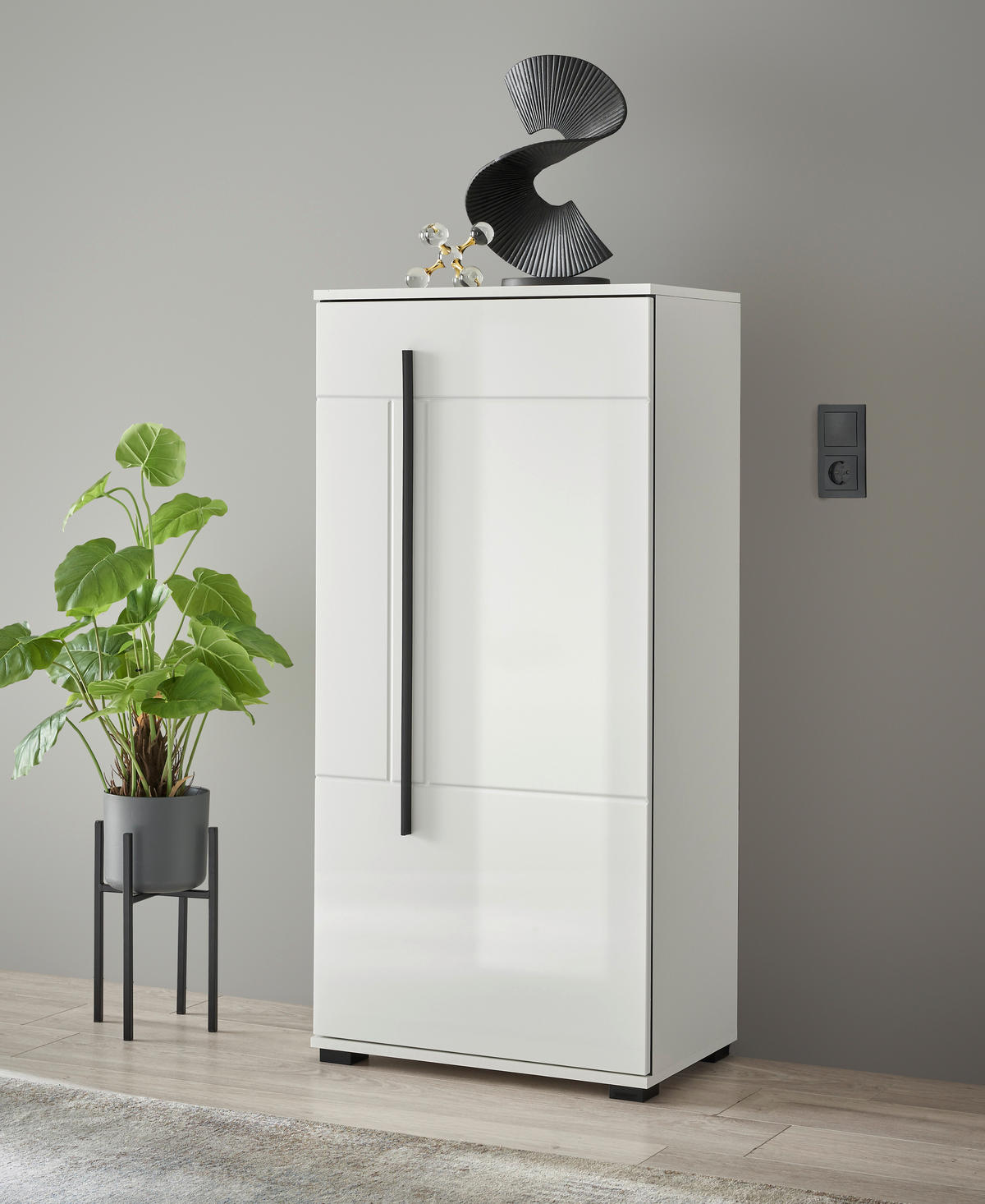 HIGHBOARD  60/126/37 cm  - Weiß Hochglanz/Schwarz, Design, Holzwerkstoff/Kunststoff (60/126/37cm) - Livetastic