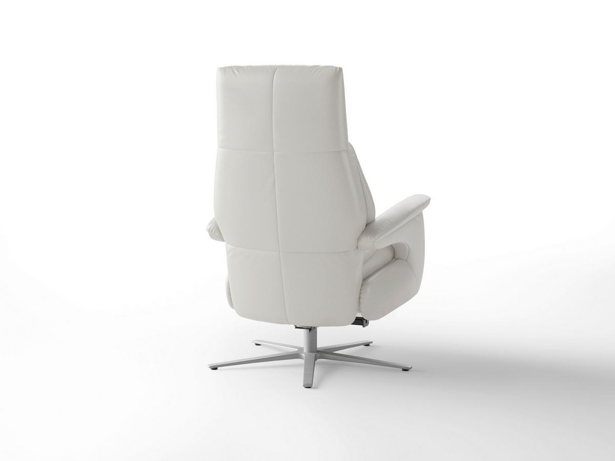 RELAXAČNÍ KŘESLO, kůže, bílá - bílá/barvy stříbra, Basics, kov/kůže (75/110/85cm) - Sit & More