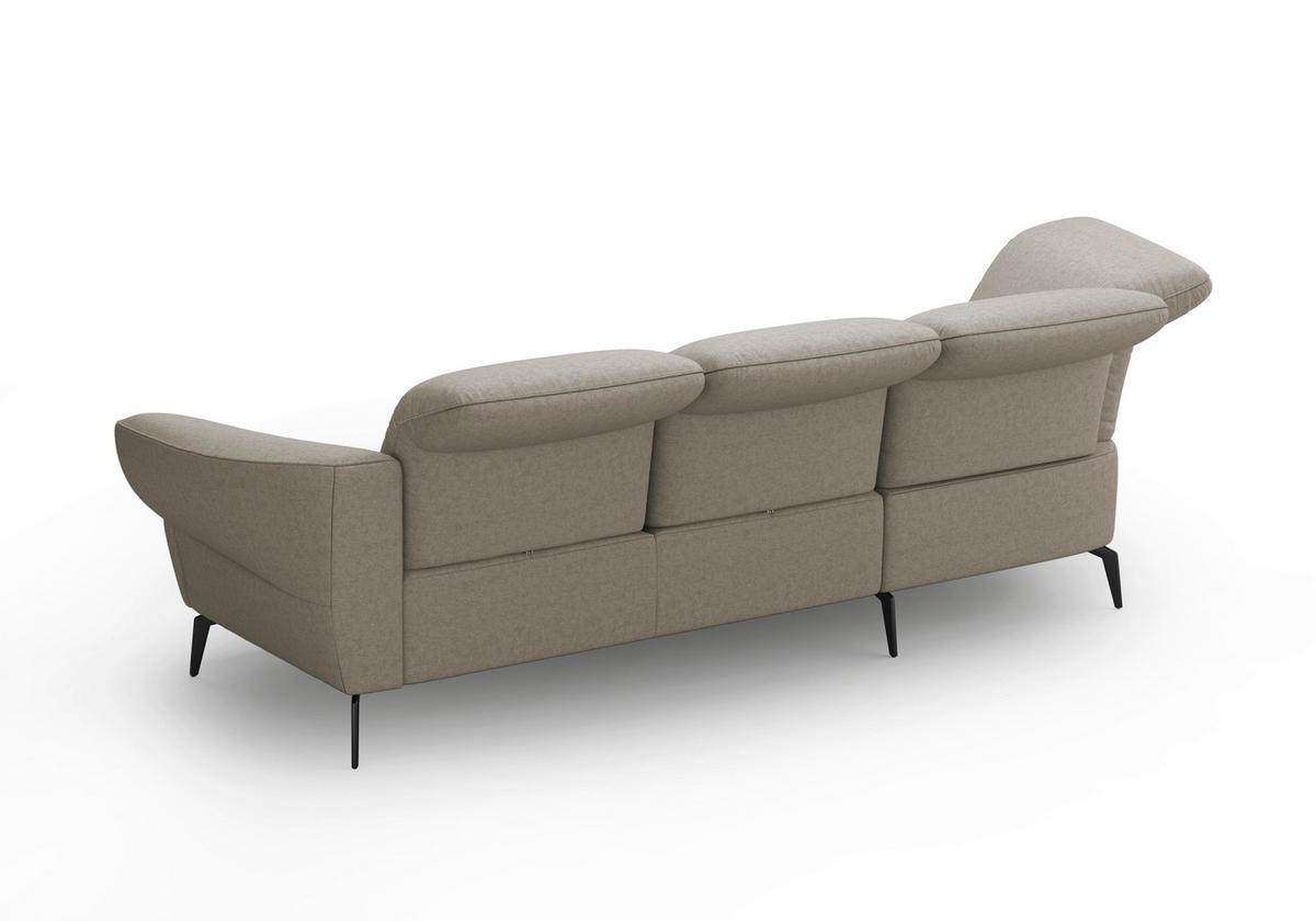 ECKSOFA DANCE E Taupe Flachgewebe  - Taupe/Schwarz, MODERN, Textil/Metall (208/313cm) - Sit & More