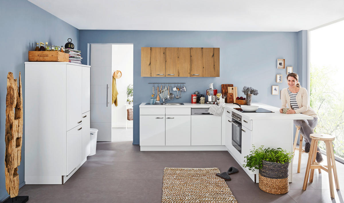 KÜCHENLEERBLOCK   in Weiß  - Eichefarben/Weiß, KONVENTIONELL, Holzwerkstoff (105/225/215cm) - Welnova