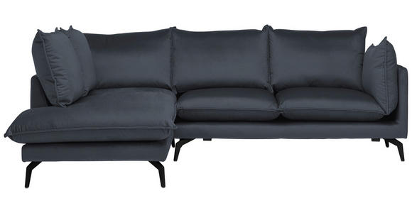 ECKSOFA in Samt Anthrazit  - Anthrazit/Schwarz, Design, Textil/Metall (200/241cm) - Carryhome