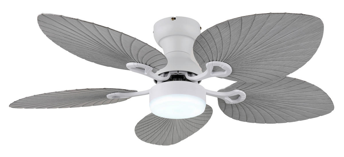DECKENVENTILATOR - Opal/Weiß, KONVENTIONELL, Kunststoff/Metall (107/28,5cm) - Globo