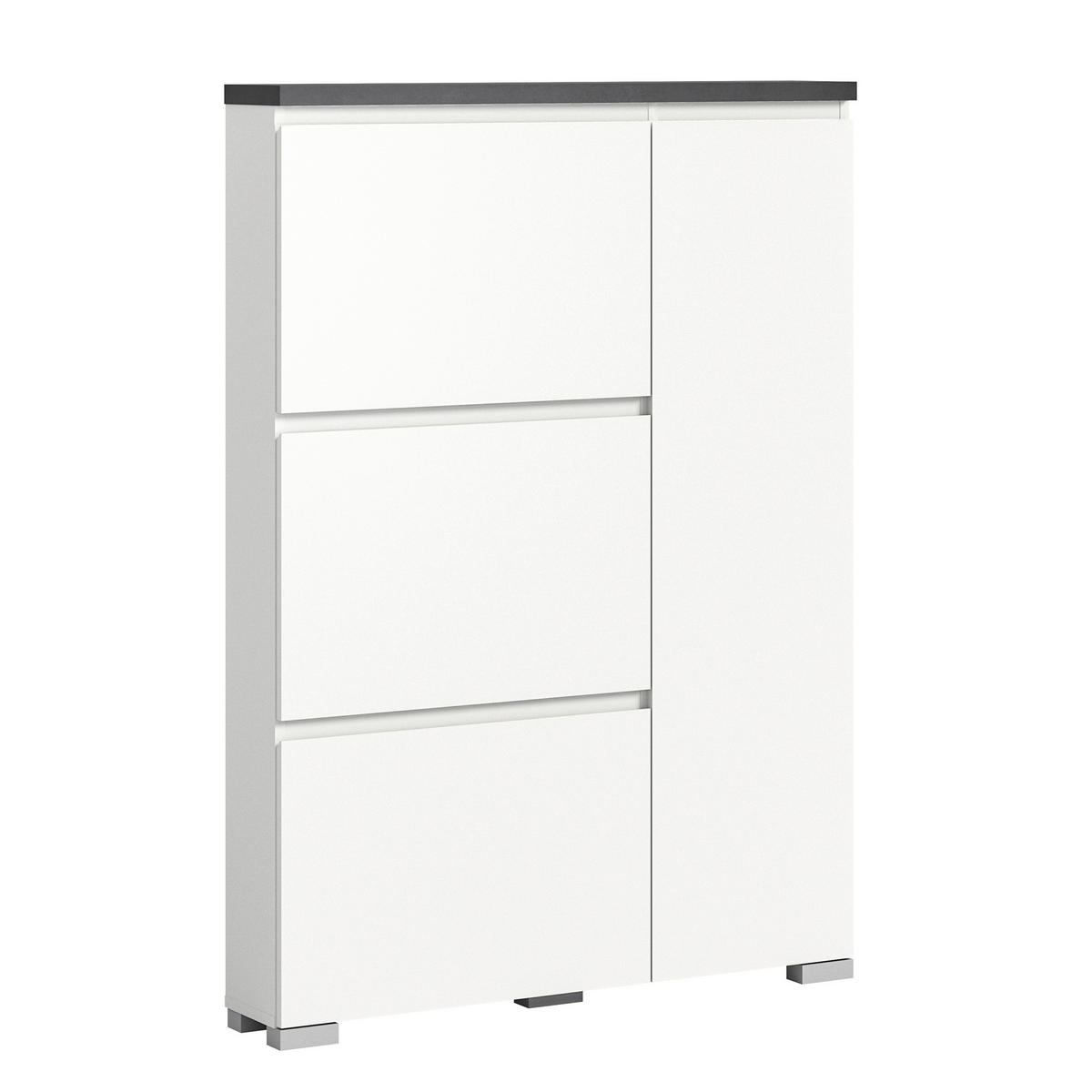 SCHUHSCHRANK Grau, Weiß  - Silberfarben/Weiß, MODERN, Holzwerkstoff (95/133/18cm)