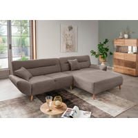 ECKSOFA Taupe Bouclé  - Taupe/Wildeiche, KONVENTIONELL, Holz/Textil (290cm) - MID.YOU