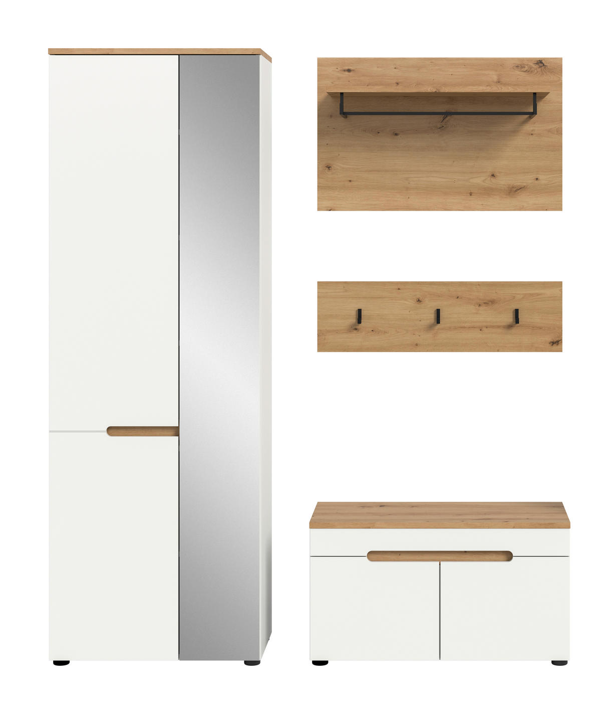 GARDEROBE 3-teilig  in 160/190/37 cm  - Weiß/Eiche Artisan, Design, Holzwerkstoff (160/190/37cm) - MID.YOU