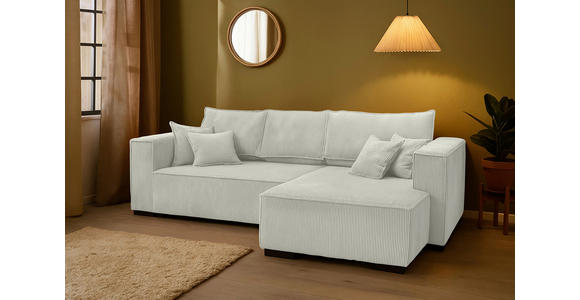 ECKSOFA Creme Cord  - Creme/Braun, KONVENTIONELL, Holz/Textil (230/190cm) - Carryhome