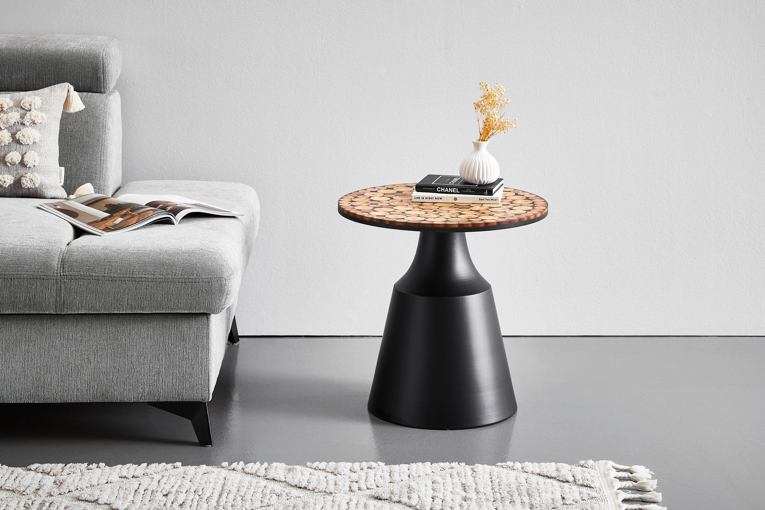 BEISTELLTISCH in Holz, Metall, Kunststoff  - Multicolor/Schwarz, LIFESTYLE, Holz/Kunststoff (49/47.5/49cm) - Livetastic