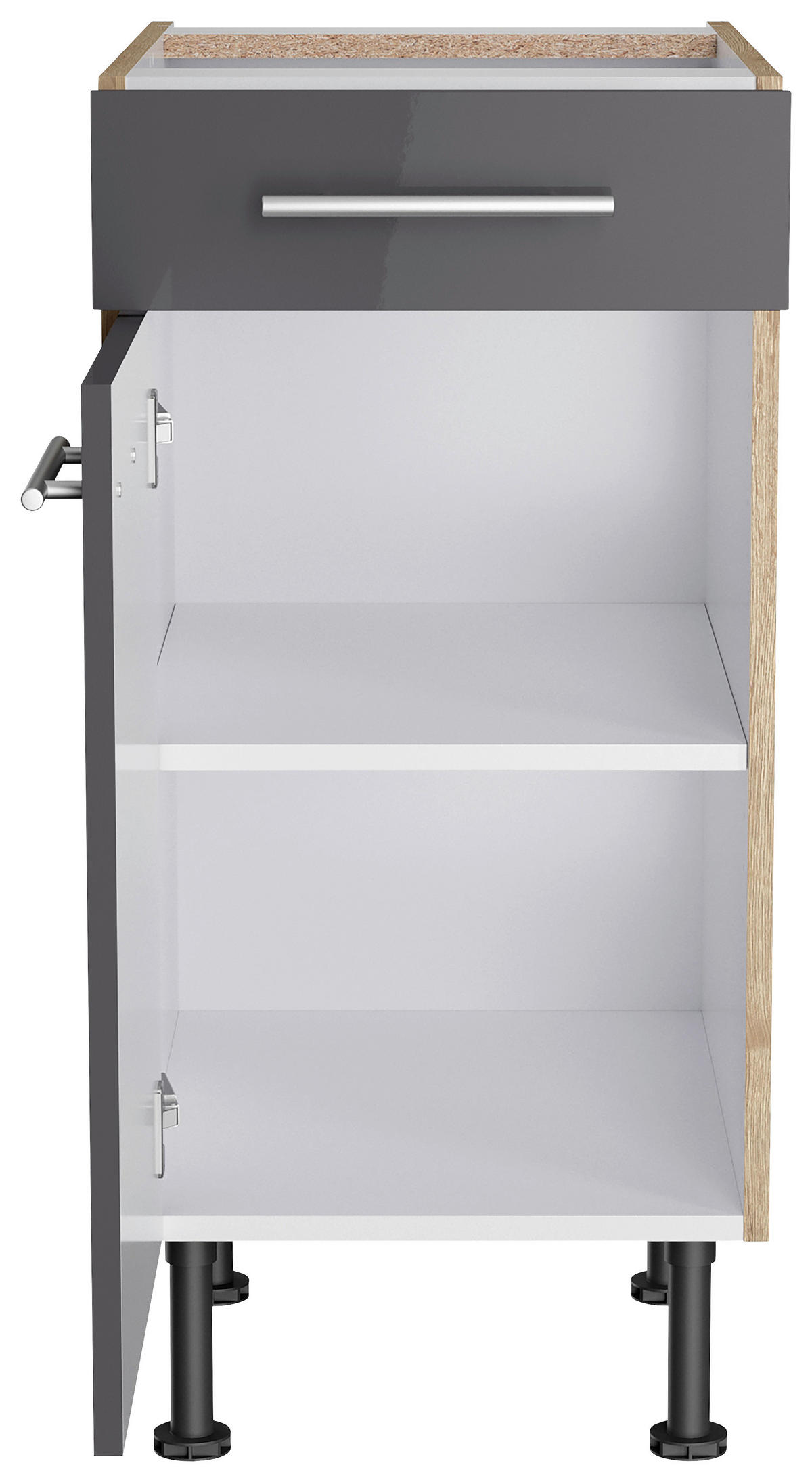 KÜCHENBLOCK 270 cm   in Anthrazit, Eichefarben  - Edelstahlfarben/Eichefarben, Basics, Holzwerkstoff/Metall (270cm) - Optifit