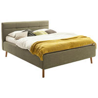 POLSTERBETT Lotte Lattenrost, Bettkasten 180/200 cm  in Grün  - Eichefarben/Birkefarben, KONVENTIONELL, Holz/Textil (180/200cm) - Boxxx