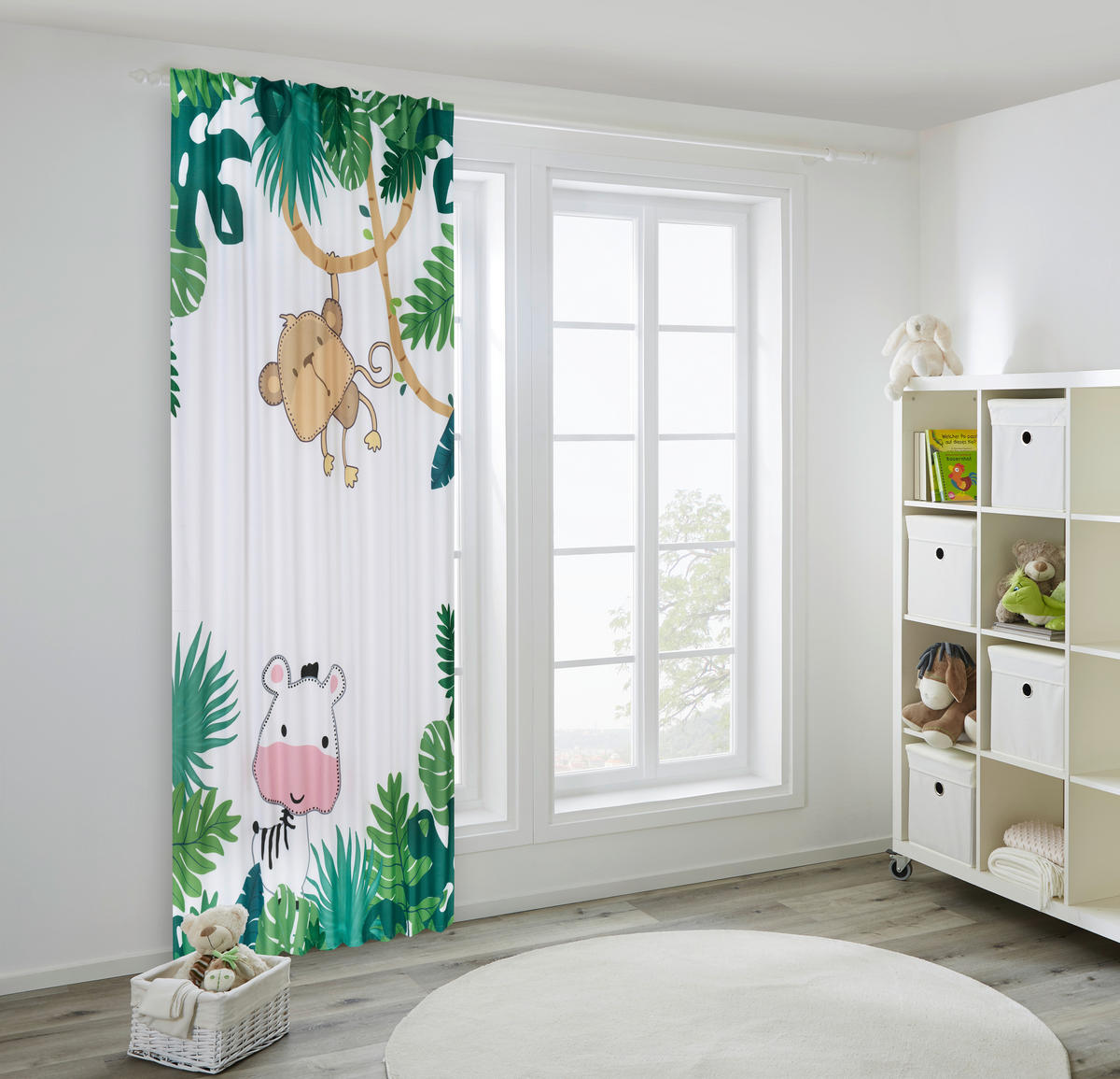 GYEREKFÜGGÖNY  - erdőzöld/fehér, Konventionell, textil (135/245cm) - Ben'n'jen