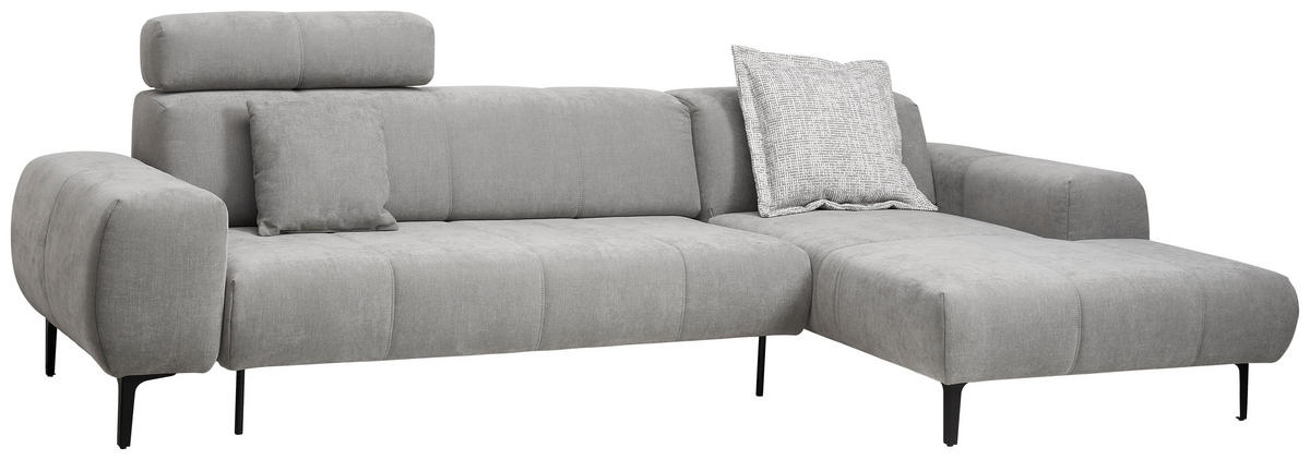 ECKSOFA in Chenille Grau  - Schwarz/Grau, Design, Textil/Metall (167/311cm) - Xora