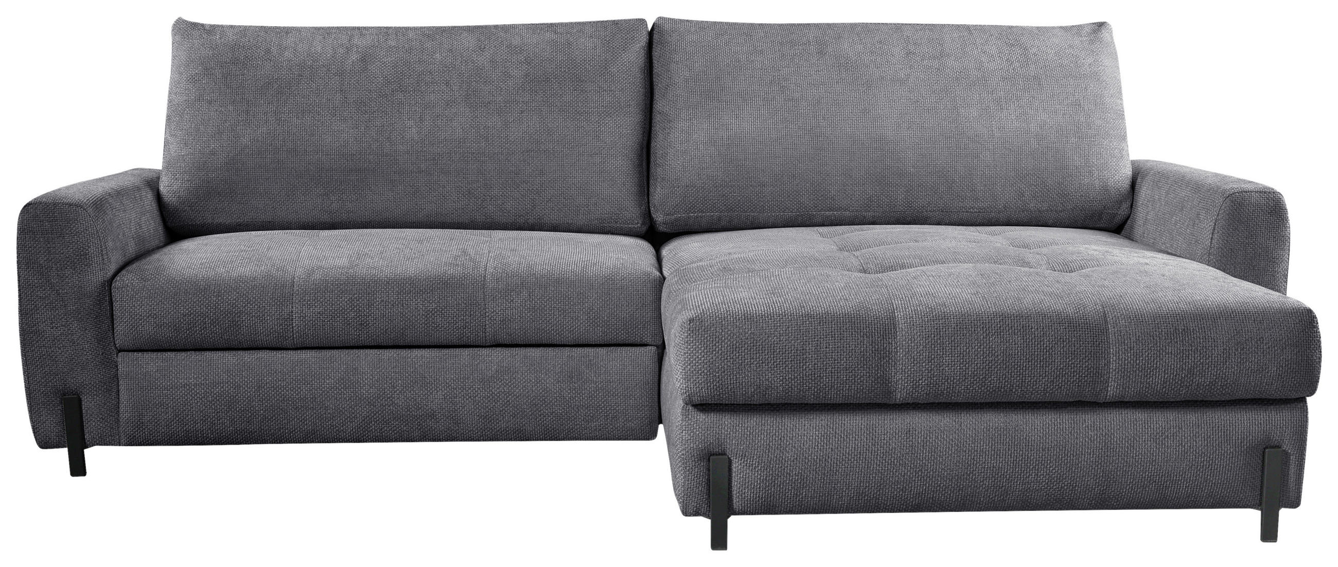 ECKSOFA Grau Struktur  - Schwarz/Grau, Design, Textil/Metall (265/162cm) - MID.YOU