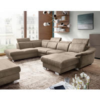 WOHNLANDSCHAFT  in Mikrofaser Taupe  - Taupe/Chromfarben, Design, Textil/Metall (273/347/238cm) - Livetastic