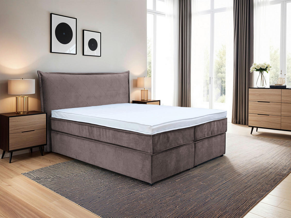 BOXSPRINGBETT 180/200 cm  in Grau  - Schwarz/Grau, Konventionell, Kunststoff/Textil (180/200cm) - Boxxx