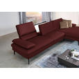 ECKSOFA in Echtleder Beere  - Beere/Schwarz, Design, Leder/Metall (325/157cm) - Dieter Knoll