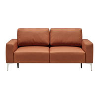 3-SITS SOFFA i läderimitation (vegan) cognacfärgad  - kromfärg/cognacfärgad, Modern, metall/textil (182/85/92cm) - MID.YOU