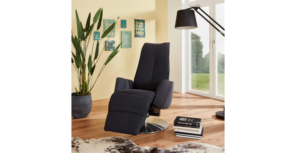 RELAXSESSEL in Textil Dunkelblau  - Anthrazit/Dunkelblau, Design, Textil/Metall (71/114/84cm) - Johann Jakob