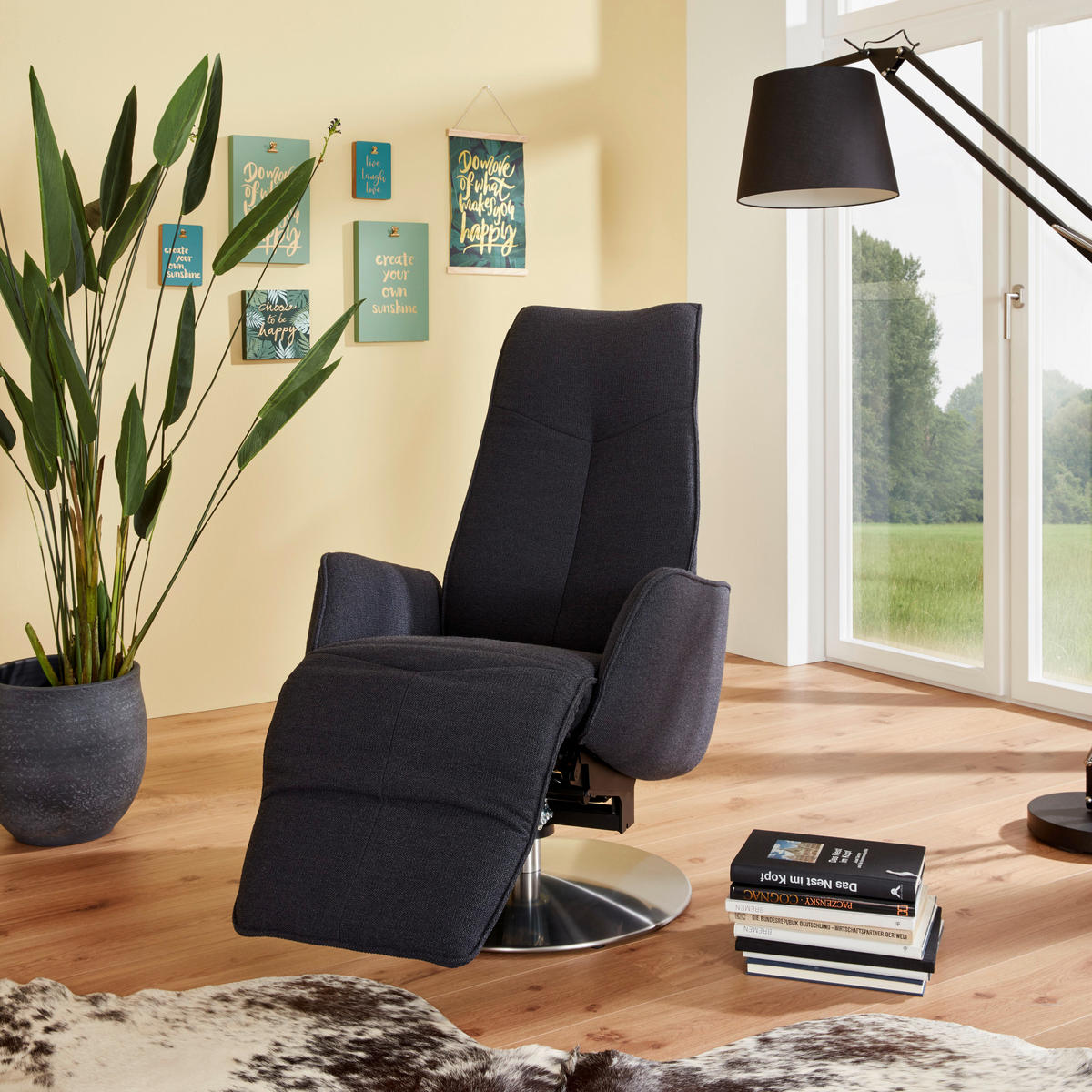 RELAXSESSEL in Textil Dunkelblau  - Anthrazit/Dunkelblau, Design, Textil/Metall (71/114/84cm) - Johann Jakob