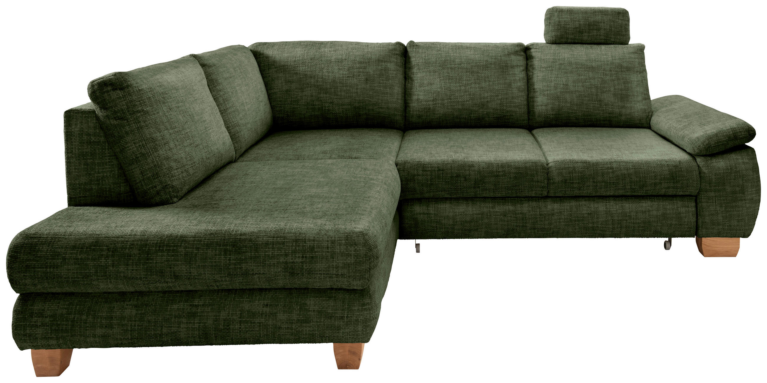 ECKSCHLAFSOFA Struktur Dunkelgrün  - Wildeiche/Dunkelgrün, MODERN, Holz/Textil (206/265cm) - Livetastic