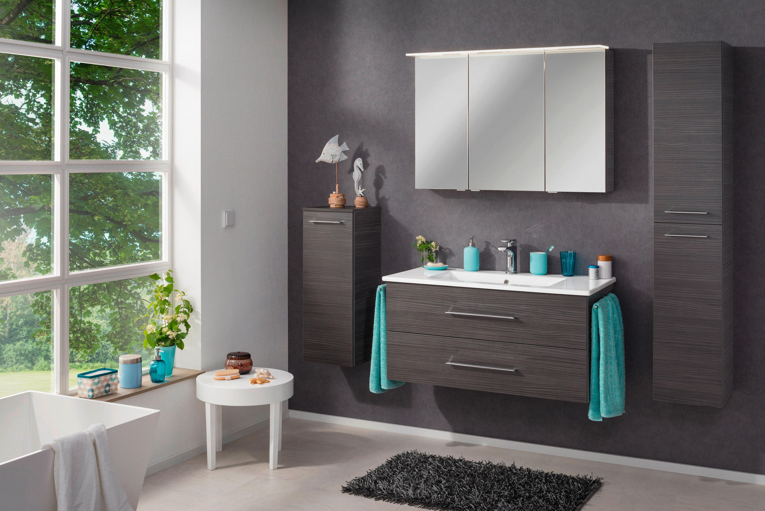 SPIEGELSCHRANK 100/69,5/23,5 cm - Dunkelbraun/Silberfarben, MODERN, Glas/Holzwerkstoff (100/69,5/23,5cm) - MID.YOU