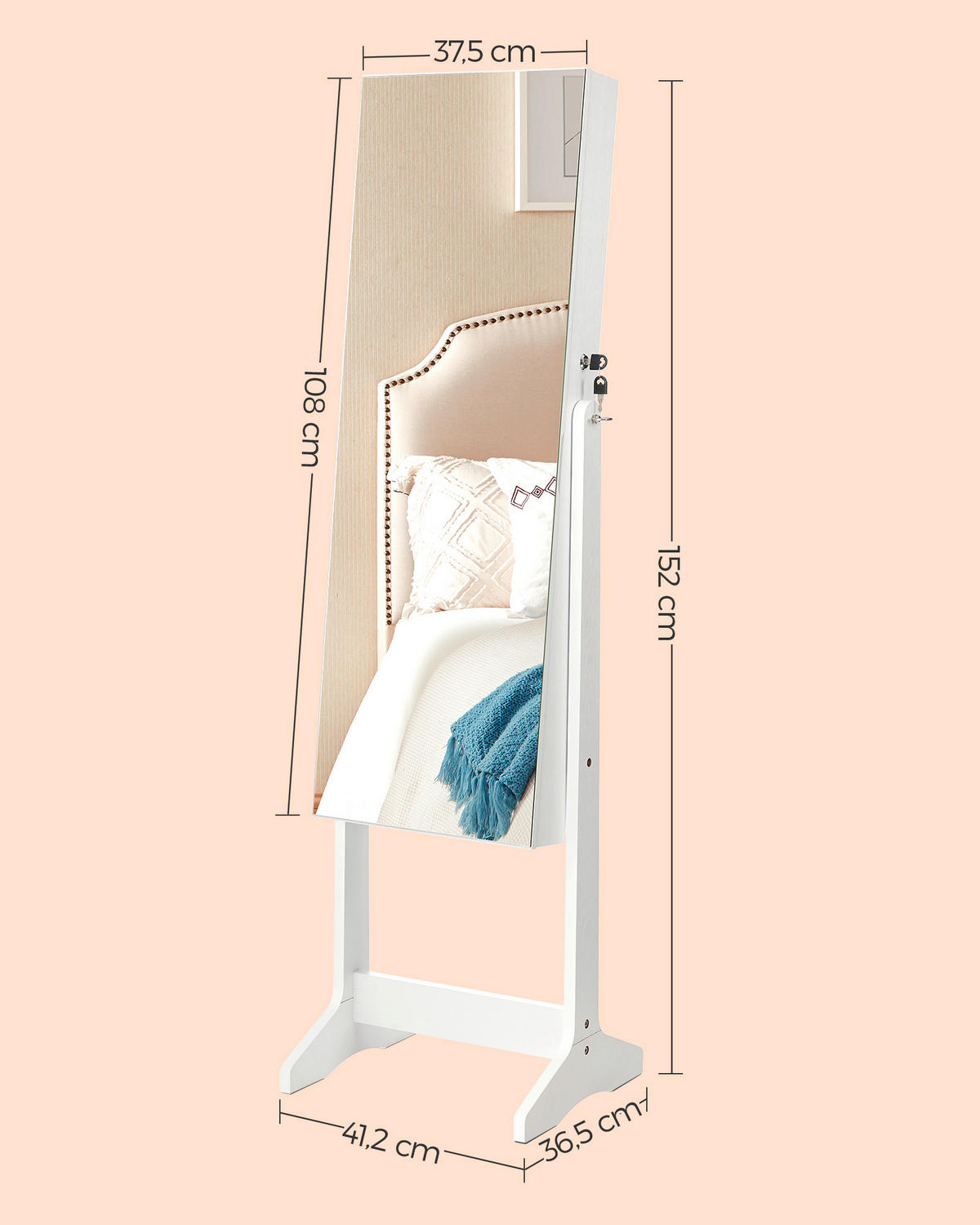 SCHMUCKSCHRANK - Weiß, Basics, Glas/Holzwerkstoff (41,2/152/36,5cm)