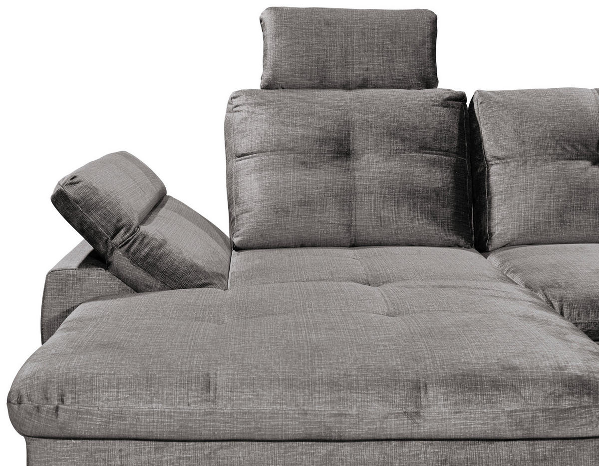 WOHNLANDSCHAFT in Mikrovelours Hellgrau  - Hellgrau/Schwarz, Konventionell, Kunststoff/Textil (127/334/217cm) - Carryhome