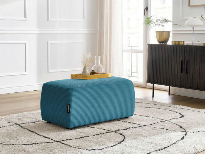 HOCKER ATILLA Cord Hellblau  - Schwarz/Hellblau, MODERN, Kunststoff/Textil (92/44/48cm)