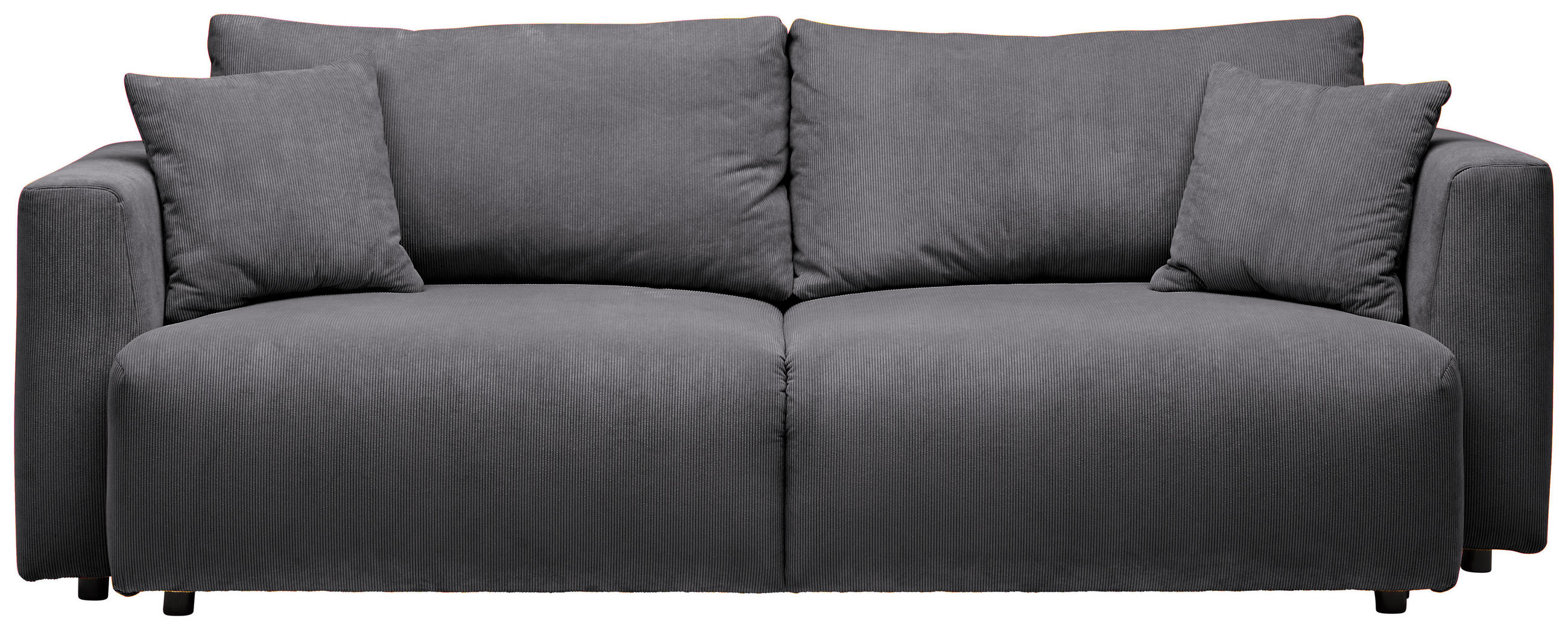 SCHLAFSOFA  mit Stoffauswahl, Schlafen auf Sitzhöhe, Rücken echt Cord Graphitfarben  - Schwarz/Graphitfarben, Design, Kunststoff/Textil (250/92/105cm) - Carryhome