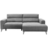 ECKSOFA Hellgrau Cord  - Silberfarben/Hellgrau, KONVENTIONELL, Textil/Metall (258/170cm) - Livetastic