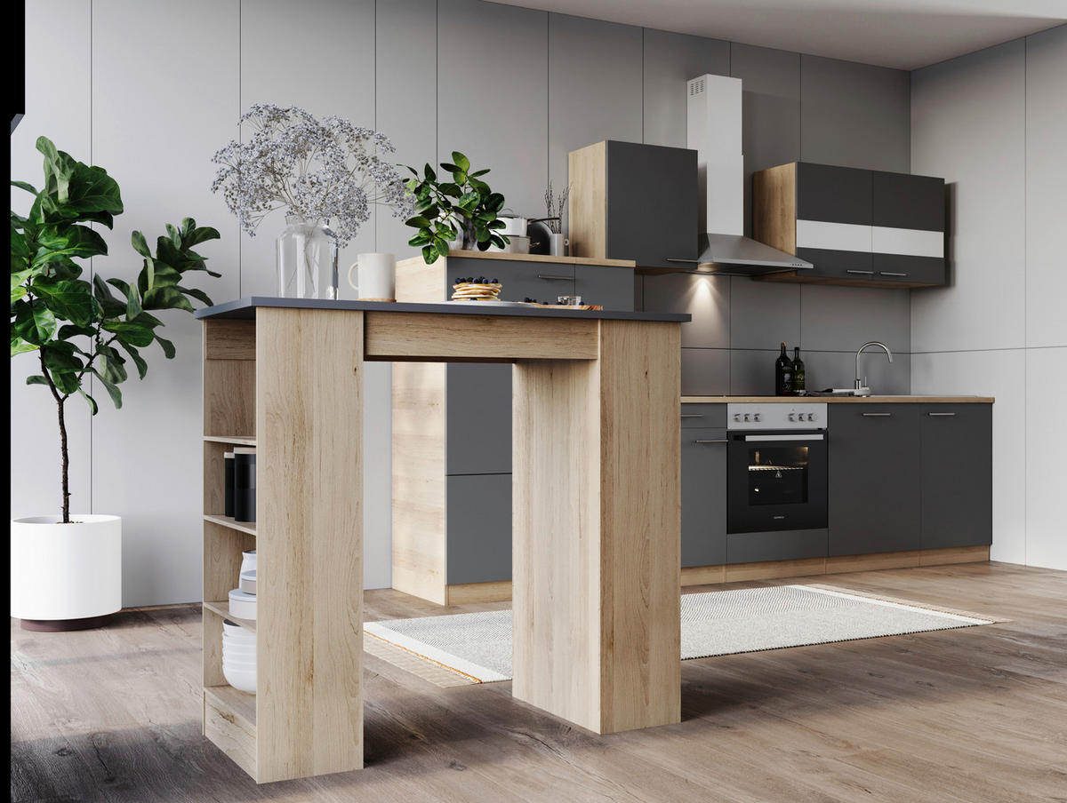 BARTISCH rechteckig Grau, Eichefarben  - Eichefarben/Grau, Design, Holzwerkstoff (103/50/115cm) - Respekta